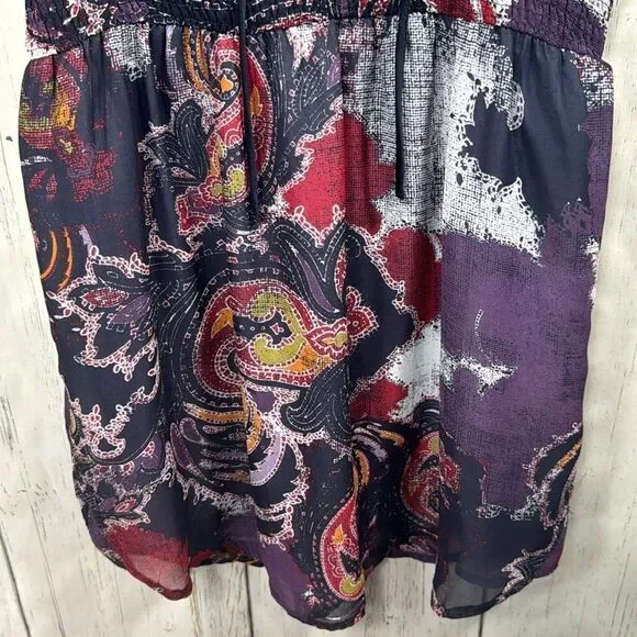 Free People Boho Paisley Print Mini Dress Lace Up Sleeveless Festival Indie - Picture 10 of 16